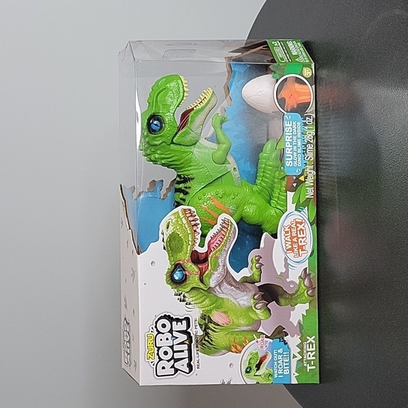 ZURU Robo Alive ATTACKING T-REX Robotic Dinosaur Pet Glow In Dark SLIME Egg - Picture 1 of 10